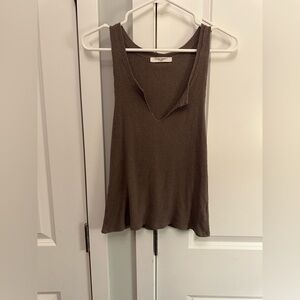 Project Social T Brown Ribbed Sleeveless Tank Top